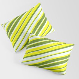 [ Thumbnail: Yellow, Green & Mint Cream Colored Lined Pattern Pillow Sham ]