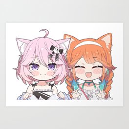 Takanashi Kiara and Nyatasha Nyanners Art Print