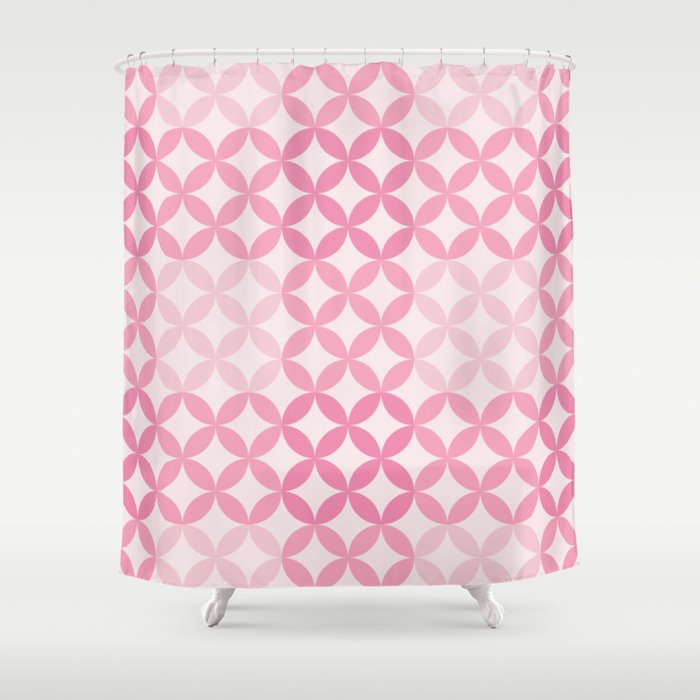 Pink Four Leaf cement circle tile. Geometric circle decor pattern. Digital Illustration background Shower Curtain