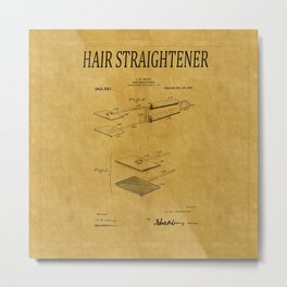 Hair Straightener Patent 1 Metal Print