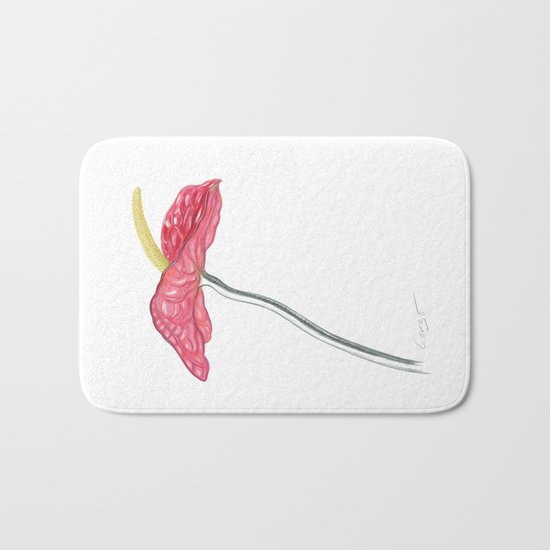 Anthurium 02 Botanical Flower Bath Mat