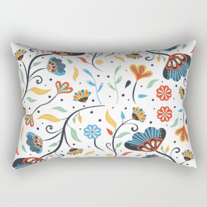 painted-tropical-leaves-flowers-pattern Rectangular Pillow