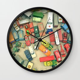 Traffic Jam Wall Clock | Rainbow, Photo, Green, Toys, Vehicles, Red, Retro, Cassia Beck, Vintage, Yellow 