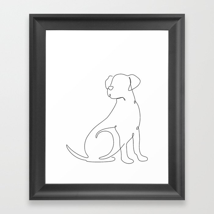 Dog One Line Art Framed Art Print