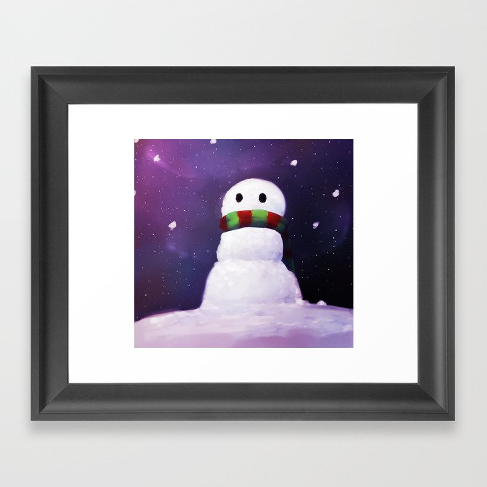 Starry Snowman Framed Art Print