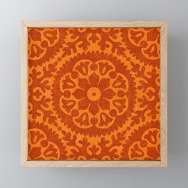Folk Art Mandala - orange and red Framed Mini Art Print