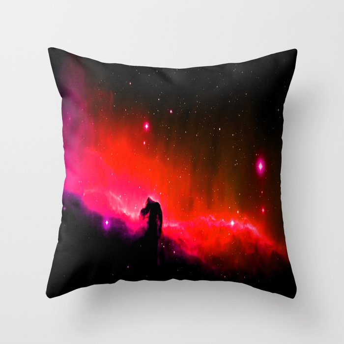 Horsehead NebULa : Coral Red Pink Throw Pillow