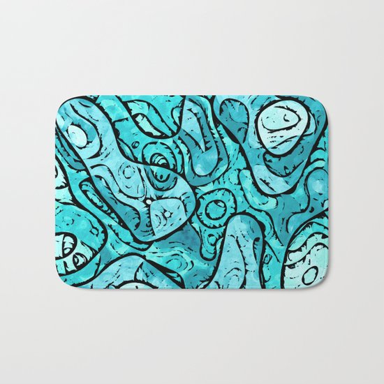Abstract Shades of Blue Bath Mat