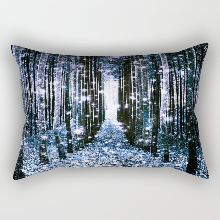 Magical Forest Dark Blue Elegance Rectangular Pillow