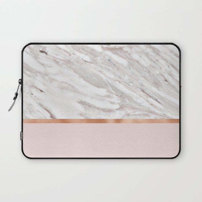 Calacatta marble on rose gold blush Laptop Sleeve