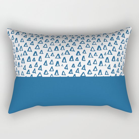 Triangles Blue Rectangular Pillow