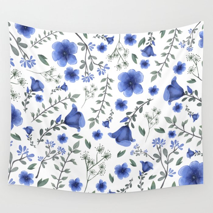 Blue sales flower tapestry