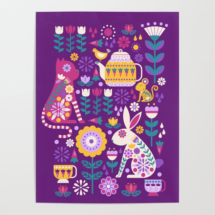 Mad Tea Party - Purple Poster