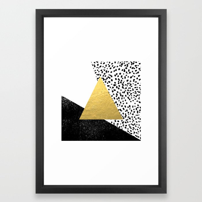 Erida Abstract Black And White Gold Triangle Painted Dots Minimalist Decor Nursery Dorm College Ar Framed Art Print By Charlottewinter Society6