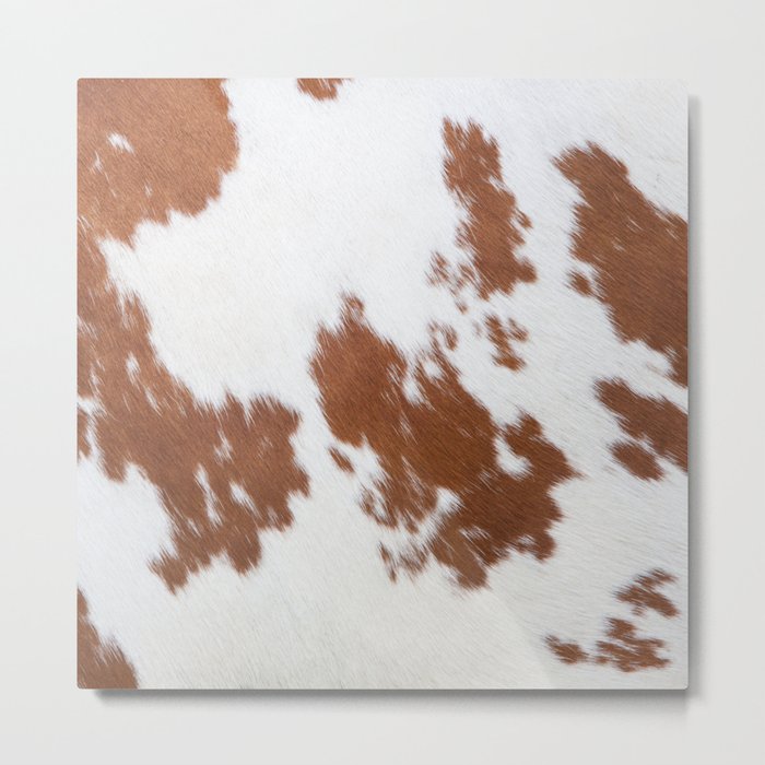 Minimal Brown Cowhide, Cow Skin Print Pattern Metal Print