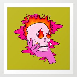 Skull on Fire Art Print