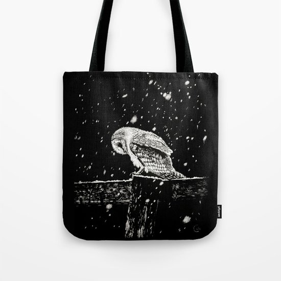 Snowfall at Night (Owl) Tote Bag