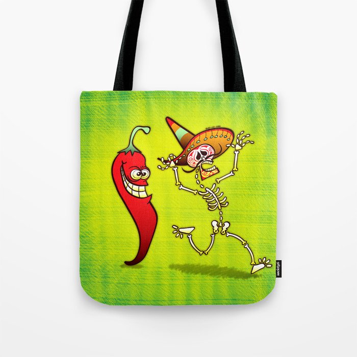 Hot Chili Pepper Nightmare for a Mexican Skeleton Tote Bag