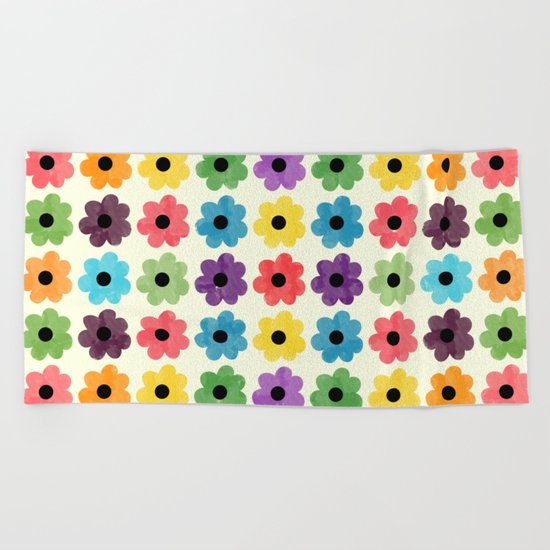 Colorful Floral Pattern IV Beach Towel