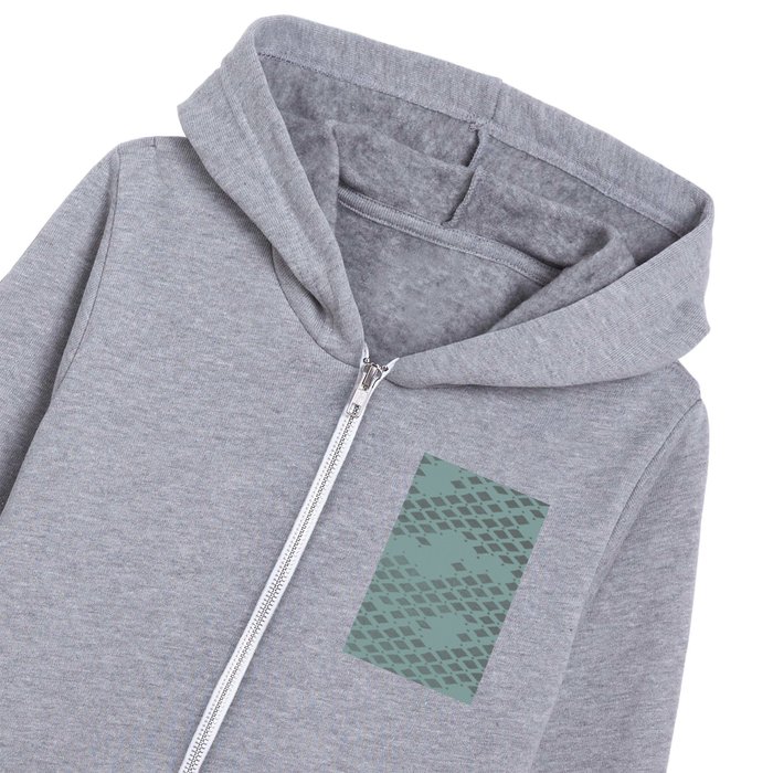 Diamonds and dots - greyish green and silver Kids Zip Hoodie