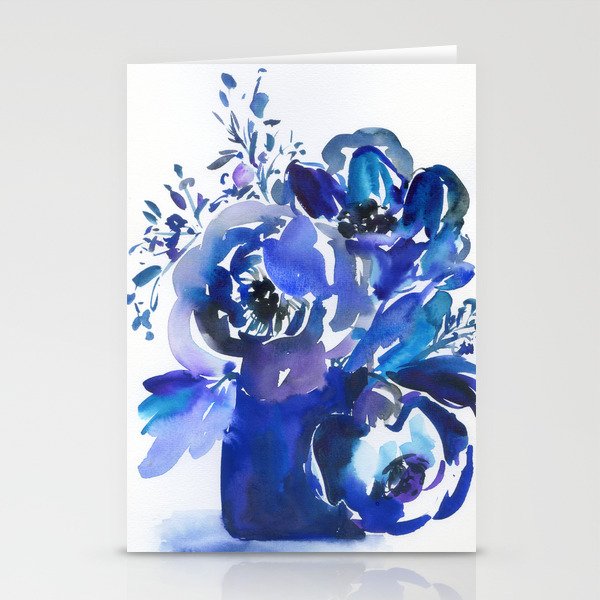 blue stillife: huge peonies Stationery Cards