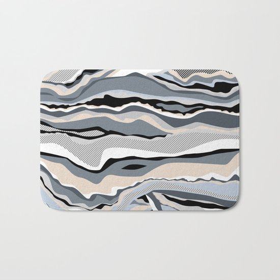 Black and white scandinavian minimal line pattern Bath Mat
