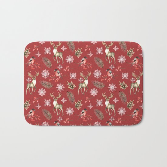 Deer and bullfinches Bath Mat