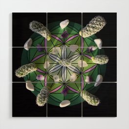 Spring Growth Grid // ⁠Crystal Cactus Grid Wood Wall Art