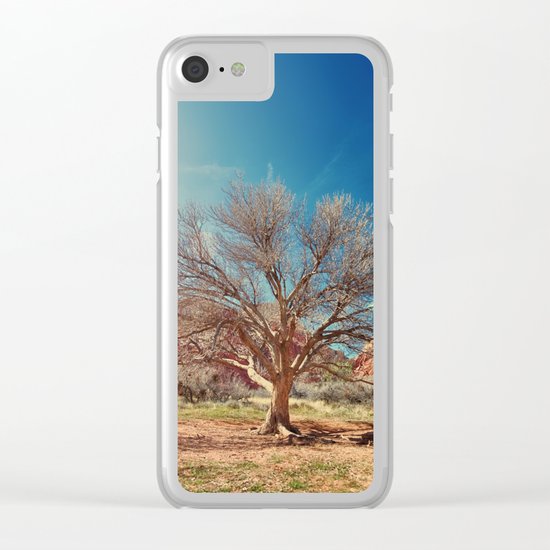 Sun desert tree Clear iPhone Case