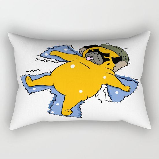 Snow Angel Pug Rectangular Pillow