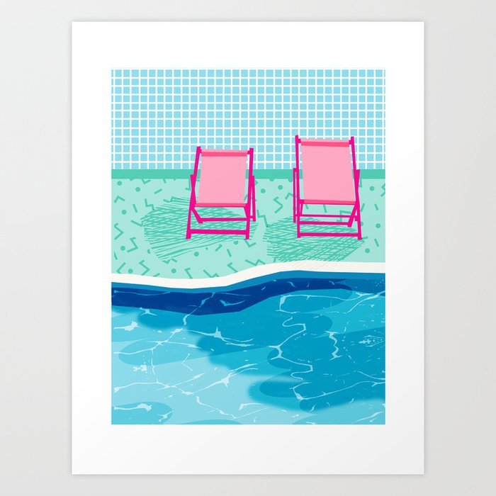 Vay-K - abstract memphis throwback poolside swim team palm springs vacation socal pool hang Art Print