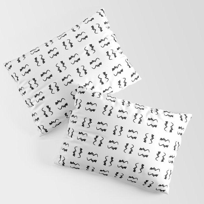 free scribble 2 black and white Pillow Sham