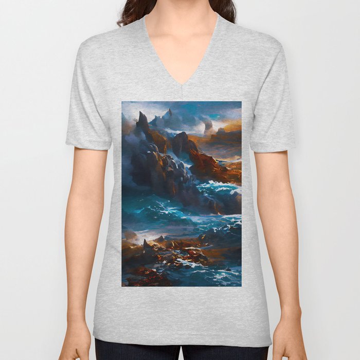 Stormy Ocean V Neck T Shirt