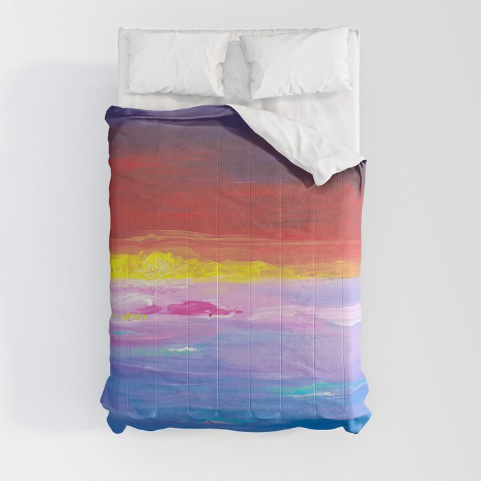 Colorful Sunset Landscape Painting Comforter