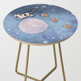 Cow and sheep jumping the moon Side Table