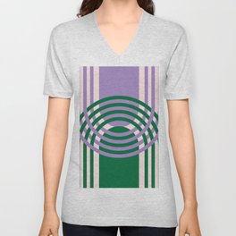 Moody Retro Arches in Purple and Green V Neck T Shirt