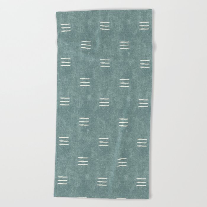 triple dash dusty blue Beach Towel by Little Arrow Decor Society6