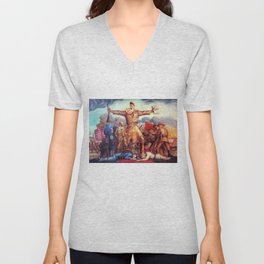 American Masterpiece, Abolitionist John Brown, Tragic Prelude American West portrait painting by John Steuart Curry V Neck T Shirt