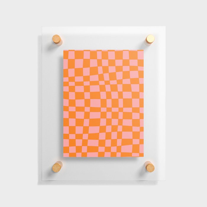 pink&orange checkered pattern Floating Acrylic Print