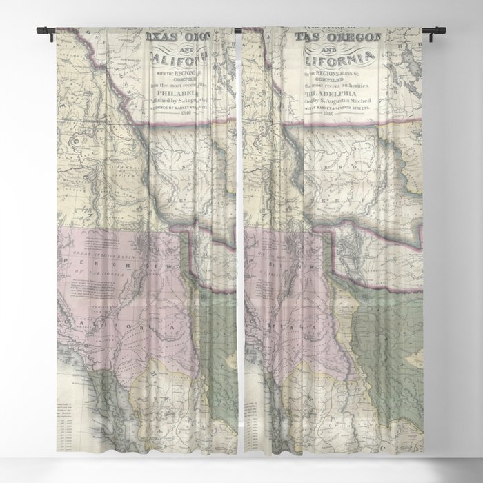 West United States 1846 vintage pictorial map  Sheer Curtain
