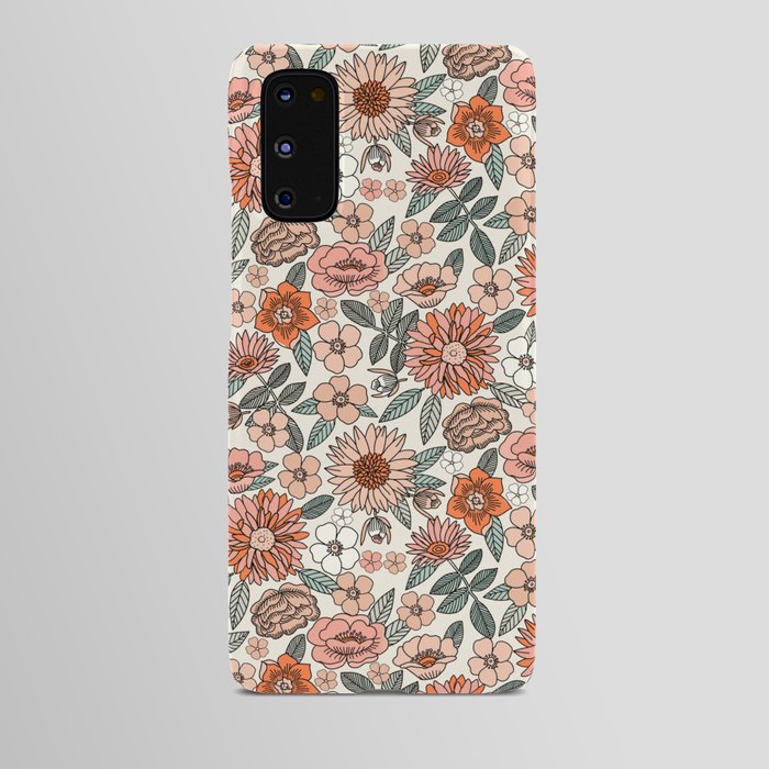 70s flowers - 70s, retro, spring, floral, florals, floral pattern, retro flowers, boho, hippie, earthy, muted Android Case
