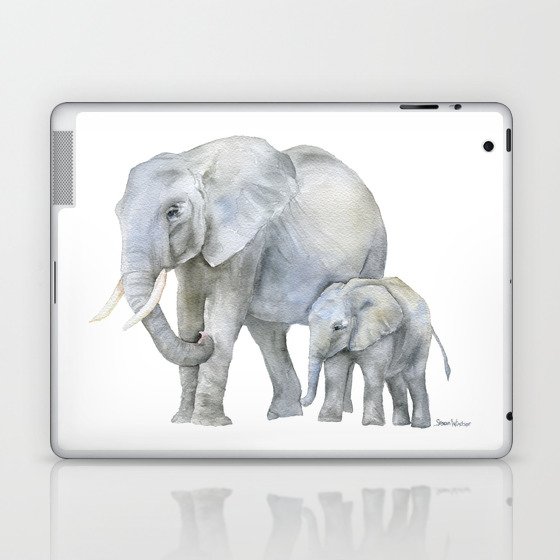 Mother and Baby Elephants Laptop & iPad Skin