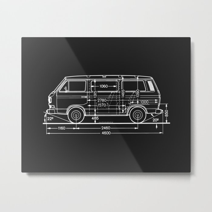 Vintage Bus B/W Syncro Metal Print