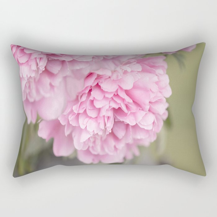 Pink Peonies On A Green And Grey Background #decor #society6 #buyart Rectangular Pillow