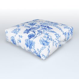 Savoy Florals and Paisley - Blue and White  Outdoor Floor Cushion