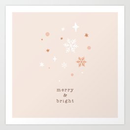 Merry & Bright, Snow, Snowing, Xmas Art Print