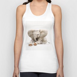 Elephant in a Bathtub, Elephant Taking a Bath, Elephant Bathing, Bathtub Animal Art Print By Synplus Tank Top