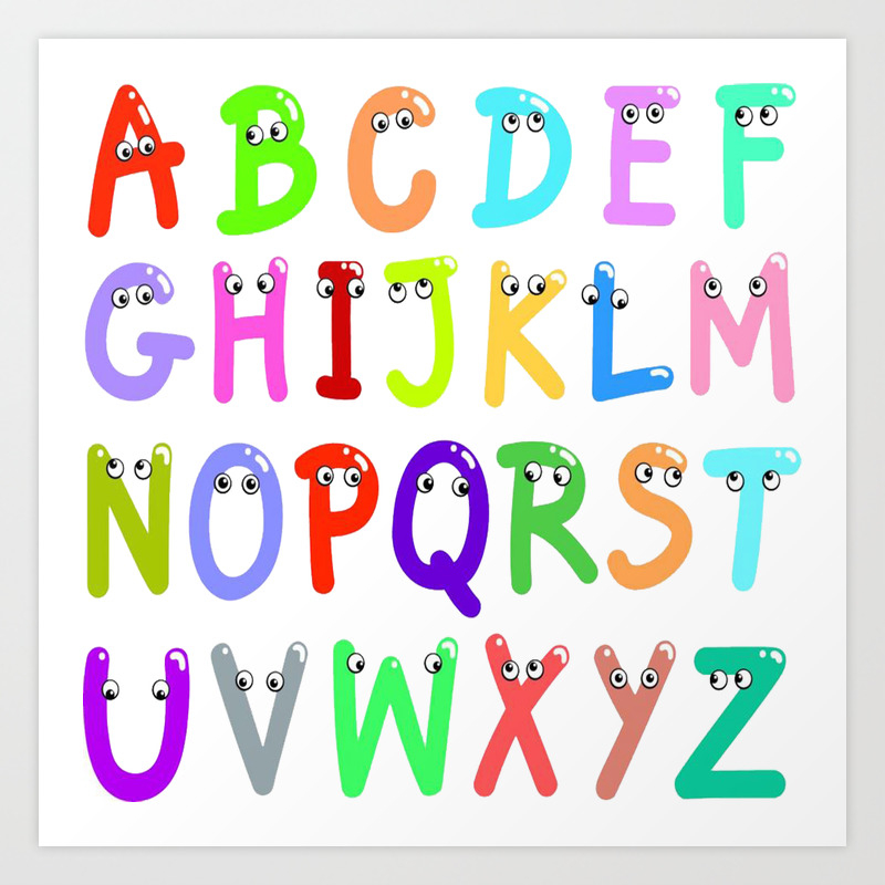 funny capital letters alphabet art print by newlife print society6