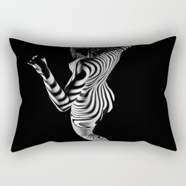 0481s-MM BW Abstract Nude Art Model Back Shoulders Zebra Stripe Rectangular Pillow