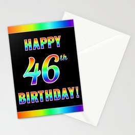[ Thumbnail: Fun, Colorful, Rainbow Spectrum “HAPPY 46th BIRTHDAY!” Stationery Cards ]